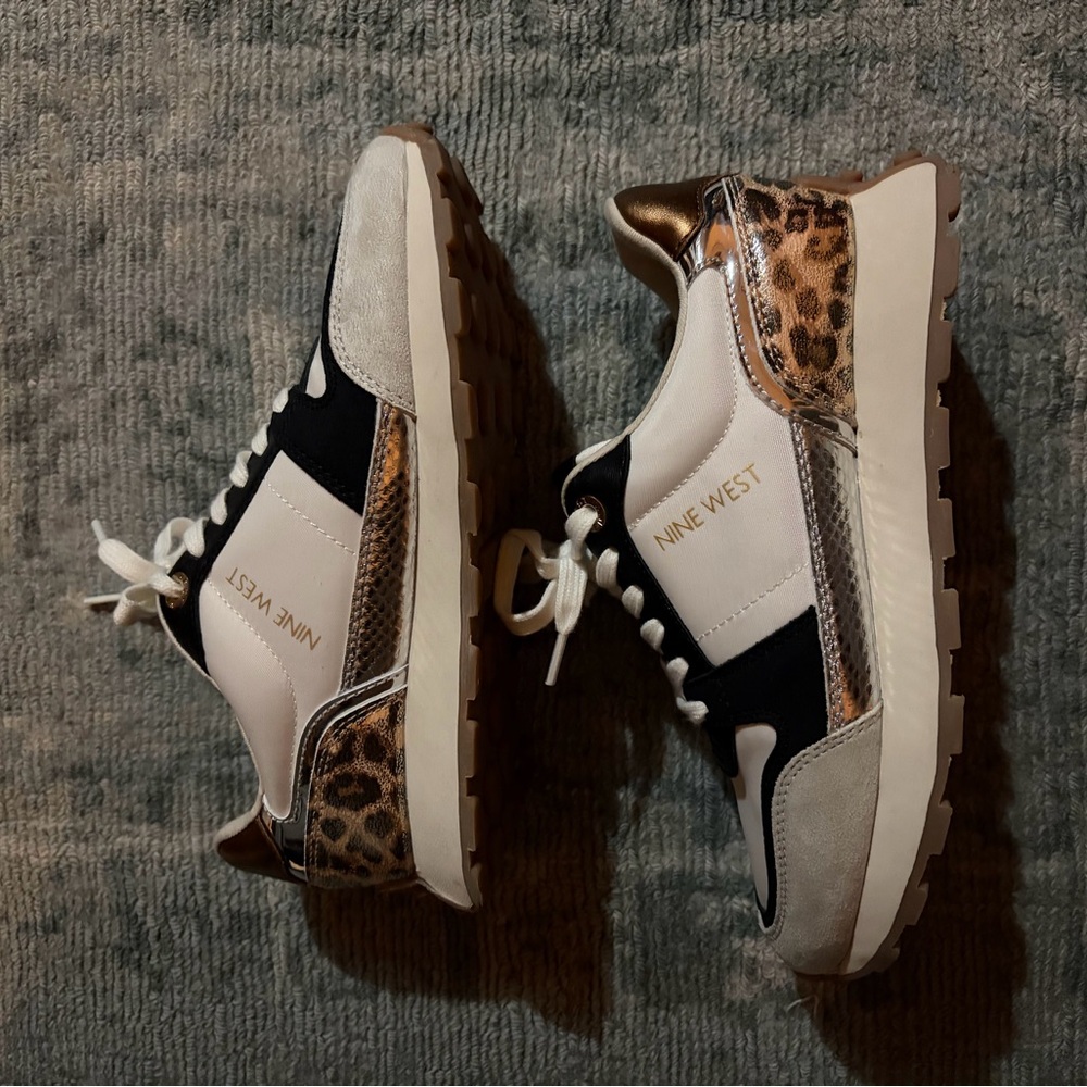 Nine West Women's Sneakers - Black, White, and Leopard